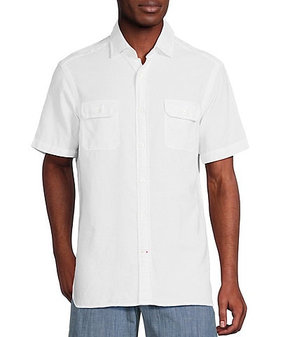 Cremieux Blue Label Block Island Collection Solid Short Sleeve Woven Shirt