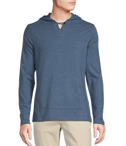 Cremieux Blue Label Camargue Collection High Twist Long Sleeve Jersey Button Clasp Hoodie