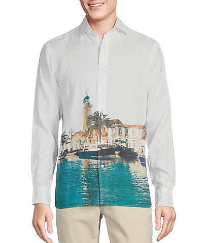 Cremieux Blue Label Camargue Collection Landscape Graphic Long Sleeve Linen Woven Shirt