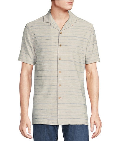 Cremieux Blue Label Camargue Collection Slub French Terry Short Sleeve Coatfront Shirt