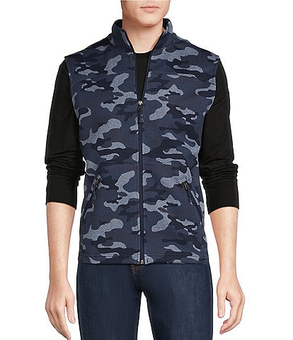 Cremieux Blue Label Camouflage Textured Full-Zip Knit Vest