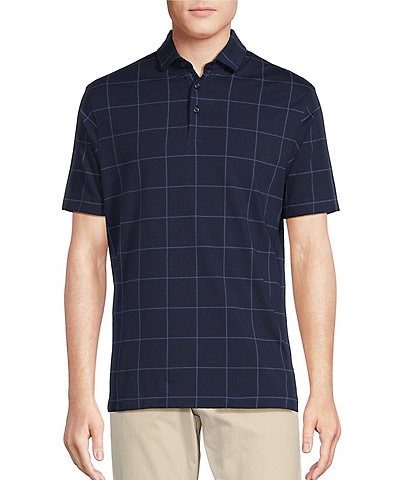 Cremieux Blue Label Check Print Regular Fit Short Sleeve Jersey Polo Shirt