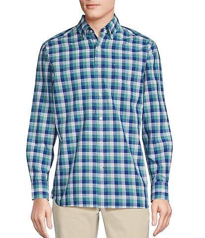 Cremieux Blue Label Checked Pattern Poplin Long Sleeve Woven Shirt