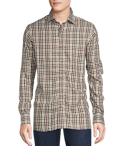 Cremieux Blue Label Checked Rayon Twill Long Sleeve Woven Shirt