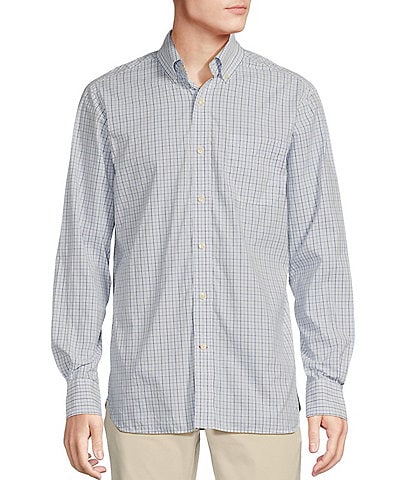 Cremieux Blue Label Classic Fit Capri Washed Windowpane Poplin Long Sleeve Woven Shirt