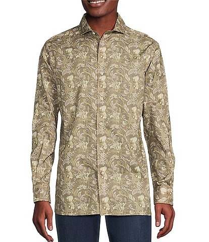 Cremieux Blue Label Classic Fit Floral Print Cotton-Twill Long Sleeve Woven Shirt