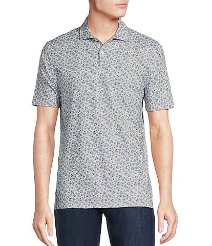 Cremieux Blue Label Classic Fit Paisley Jersey Short Sleeve Polo Shirt