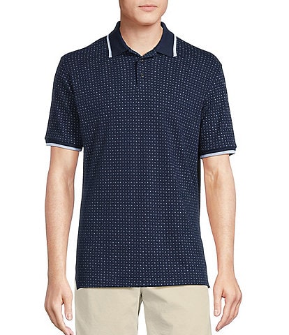 Cremieux Blue Label Classic Fit Pique Geo Print Short Sleeve Polo Shirt