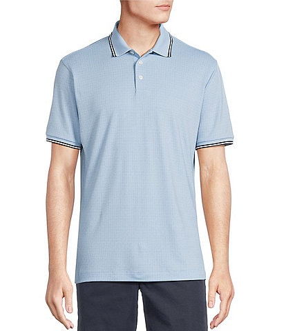 Cremieux Blue Label Classic Fit Pique Geo Printed Short Sleeve Polo Shirt