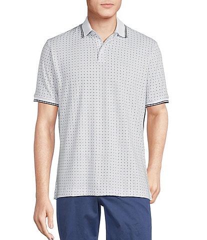 Cremieux Blue Label Classic Fit Pique Geo Printed Short Sleeve Polo Shirt