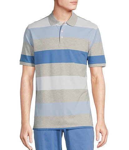 Cremieux Blue Label Classic Fit Pique Striped Short Sleeve Polo Shirt