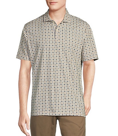 Cremieux Blue Label Classic Fit Printed Jersey Short Sleeve Polo Shirt