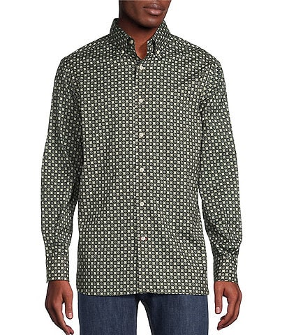 Cremieux Blue Label Classic Fit Tile Print Cotton-Twill Long Sleeve Woven Shirt
