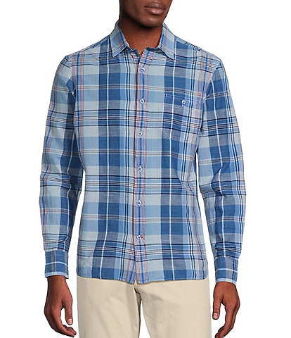 Cremieux Blue Label Color Washed Plaid Poplin Long Sleeve Woven Shirt