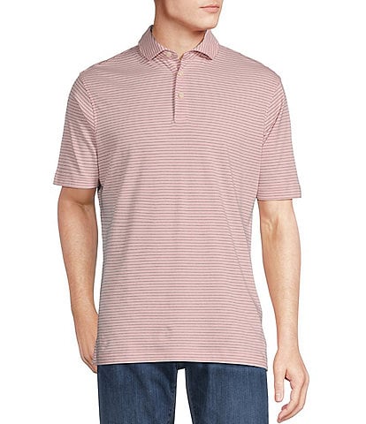 Cremieux Blue Label Cotton Interlock Striped Short Sleeve Polo Shirt