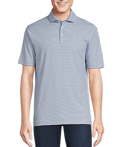 Cremieux Blue Label Cotton Interlock Striped Short Sleeve Polo Shirt