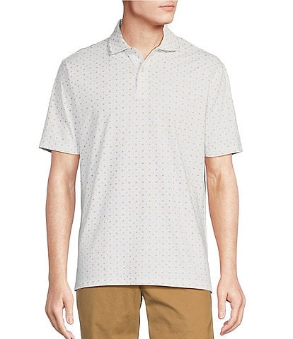 Cremieux Blue Label Dot Print Classic Fit Jersey Short Sleeve Polo Shirt