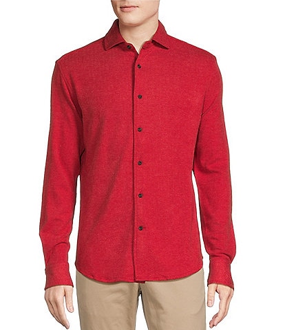 Cremieux Blue Label Double Knit Long Sleeve Jacquard Coatfront Shirt
