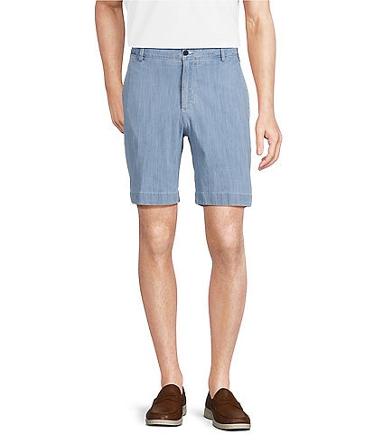 Cremieux Blue Label Flat Front Madison Chambray Denim 9" Inseam Shorts