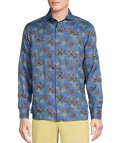 Cremieux Blue Label French Linen Collection Double-Sided Print Long Sleeve Woven Shirt