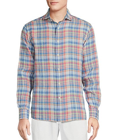 Cremieux Blue Label French Linen Collection Plaid Long Sleeve Woven Shirt