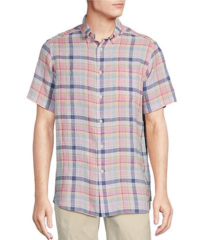 Cremieux Blue Label French Linen Collection Plaid Short Sleeve Woven Shirt