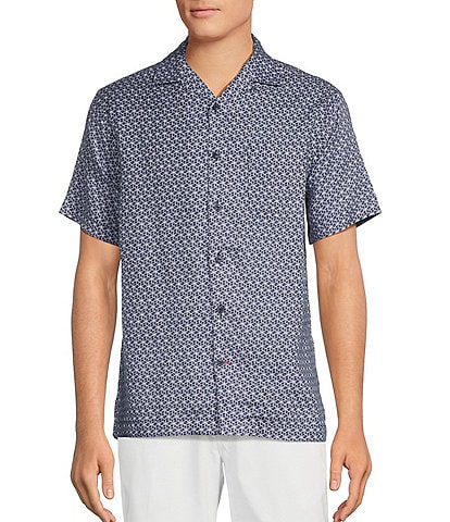 Cremieux Blue Label French Linen Collection Printed Short Sleeve Woven Camp Shirt