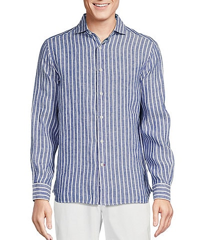 Cremieux Blue Label French Linen Collection Striped Long Sleeve Woven Shirt