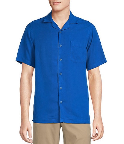 Cremieux Blue Label Garment Dyed Lyocell Twill Short Sleeve Woven Camp Shirt