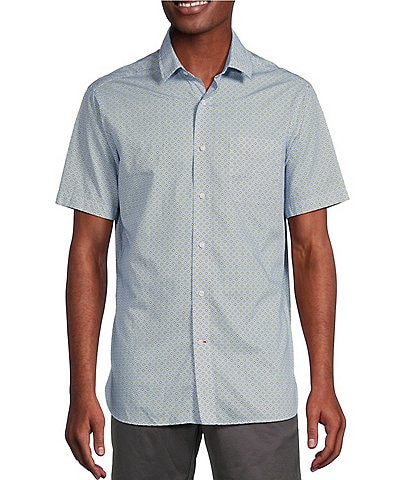 Cremieux Blue Label Geo Print Cotton-Slub Short Sleeve Woven Shirt