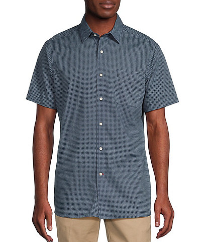 Cremieux Blue Label Geometric Slub Poplin Print Short Sleeve Woven Shirt
