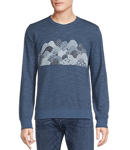 Cremieux Blue Label Kyoto Collection Multi-Patch Print Long Sleeve French Terry Sweatshirt