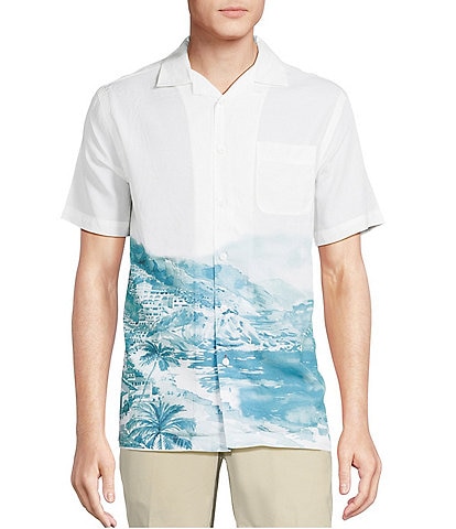 Cremieux Blue Label Landscape Print Short Sleeve Woven Camp Shirt