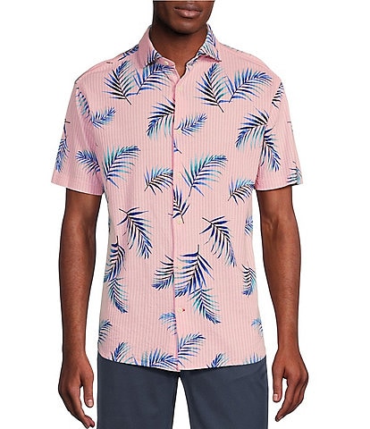 Cremieux Blue Label Leaf Seersucker Short Sleeve Coatfront Shirt