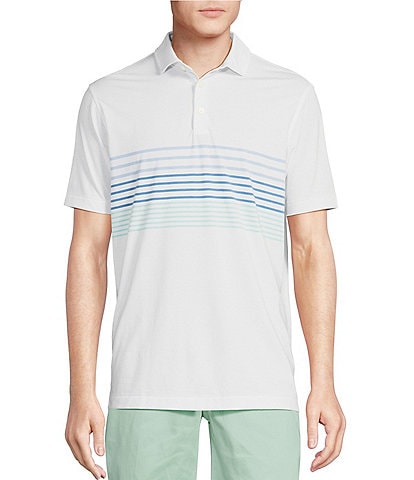 Cremieux Blue Label Lightweight Pique Jersey Multi Chest Stripe Short Sleeve Polo Shirt