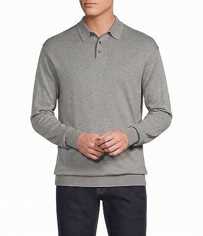 Cremieux Blue Label Madison Ave Collection Solid Long Sleeve Polo Sweater