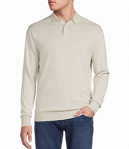 Cremieux Blue Label Madison Ave Collection Solid Long Sleeve Polo Sweater