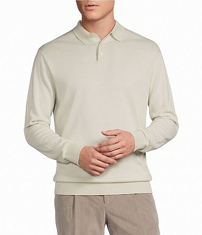 Cremieux Blue Label Madison Ave Collection Solid Long Sleeve Polo Sweater