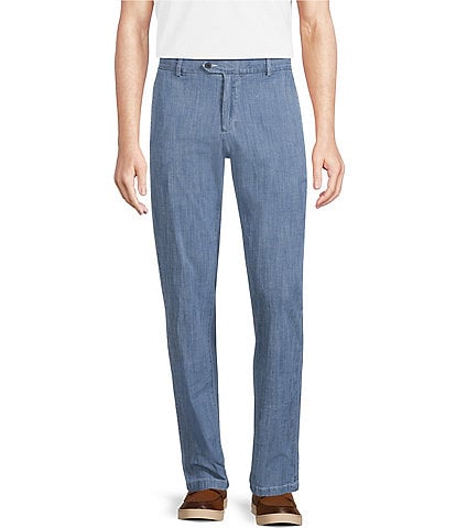 Cremieux Blue Label Madison Classic Fit Flat Front Chambray Pants