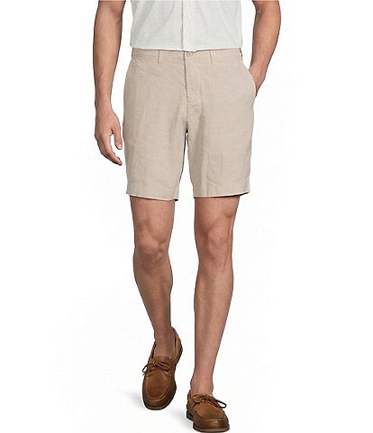 Cremieux Blue Label Madison Flat Front Linen Blend 8#double; Inseam Shorts