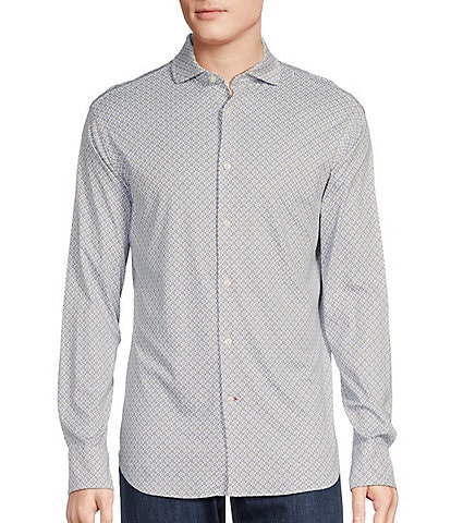 Cremieux Blue Label Medallion Print Long Sleeve Interlock Coatfront Shirt