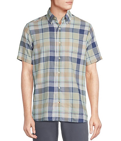 Cremieux Blue Label Medium Plaid Lightweight Oxford Short Sleeve Woven Shirt