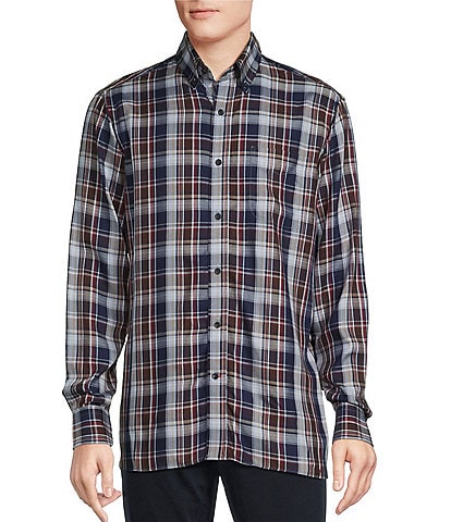 Cremieux Blue Label Medium Plaid Rayon Twill Long-Sleeve Woven Shirt