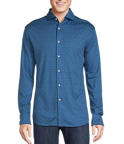 Cremieux Blue Label Micro Print Long Sleeve Interlock Coatfront Shirt