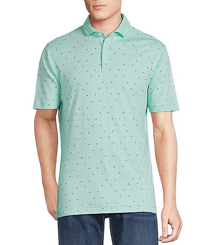 Cremieux Blue Label Mini Geo Printed Cotton Interlock Short Sleeve Polo Shirt