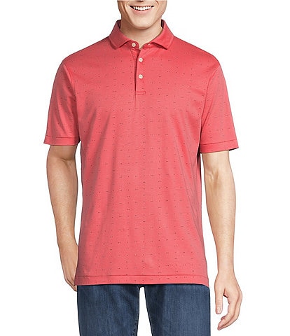 Cremieux Blue Label Modern Dot Print Cotton Interlock Short Sleeve Polo Shirt