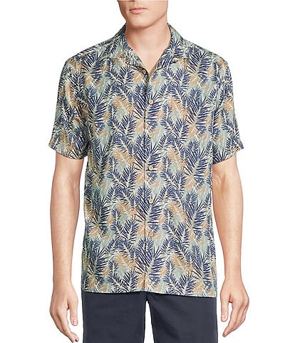 Cremieux Blue Label Palm Leaf Print Short Sleeve Woven Camp Shirt