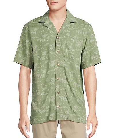 Cremieux Blue Label Palm Print Short Sleeve Woven Camp Shirt
