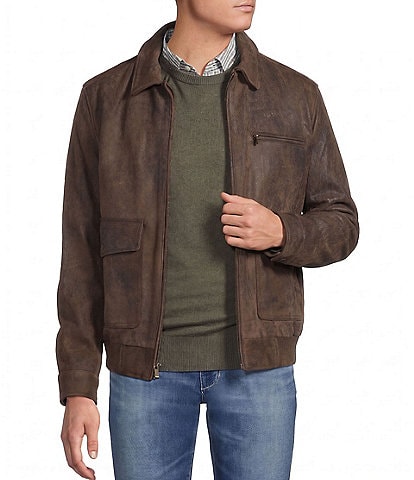 Cremieux Blue Label Patch Pocket Leather Bomber Jacket