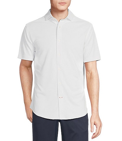 Cremieux Blue Label Performance Camouflage Jacquard Short Sleeve Coatfront Shirt